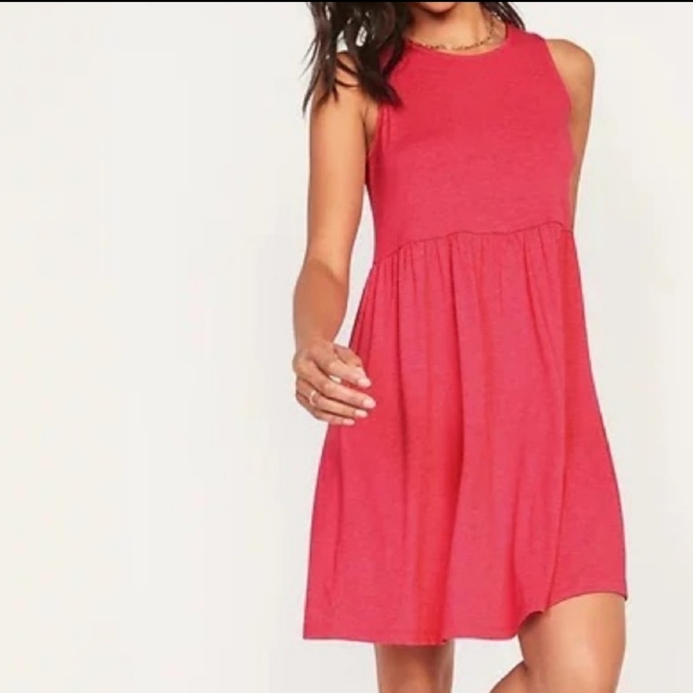 NWT Old Navy Pink Slub Knit Waist Defined Dress Size XL